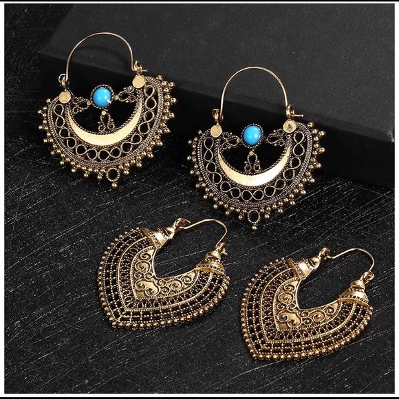 8 pc Vintage/Boho Style Drop Earrings - Picture 3 of 5